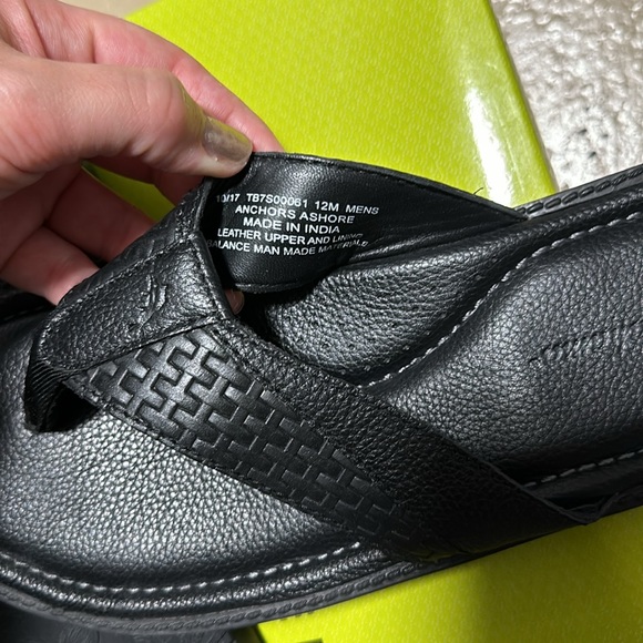 TOMMY BAHAMA “Anchors Ashore” Leather Black Men’s Sandals - Picture 9 of 11